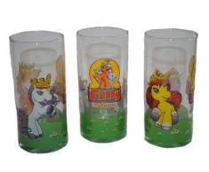 alles-meine.de GmbH 3 TLG. Set Trinkglas - Filly Pferd - Glas Becher - Trinkbecher Saftglas - Kind Kinder Mädchen Kinderglas