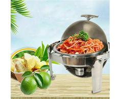 Chafing Dish 6 Quart - Rund Buffetwärmer Edelstahl Chafing Dish Set mit gehärtetem Glas Abdeckung Speisenwärmer