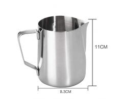 Dianoo Milchaufschäumkrug Edelstahl Dampfkrug Latte Art Aufschäumbecher für Espresso Cappuccino Kaffee mit Thermometer 600 ML silber