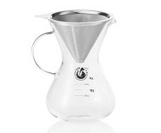 Kaffeezubereiter Pour Over Kaffeebereiter mit Dauerfilter aus Edelstahl und Kaffee-Karaffe