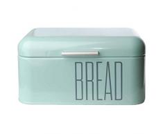 DRULINE Brotkasten Brotbox Metall Bambus Brotbehälter mit Deckel Bambusdeckel Brot Aufbewahrung Box Kiste (Metall-Mint)