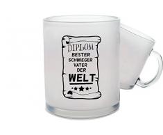 Shirtinstyle Glastasse Tee Kaffeetasse satiniert, Diplom Bester Schwiegervater der Welt