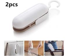 Timess Mini Folienschweißgerät 1 Stücke/2 Stücke 2-in-1-Beutelschneider Haken Quick Seal Hand-Vakuumierer Für Plastiktüten, Snacks, Lebensmittel, Frische (Weiß + Braun(2PCS))