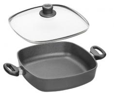 Woll Viereck-Servierpfanne 28x28cm Induktion - mit Glasdeckel graphit Größe 28 x 28 cm