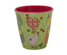 Melamin-Tasse zweifarbig mit hennenmotiv in verschiedenen Farben