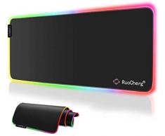 RGB Mauspad Gaming Mouse Pad with 7 LED Farben 10 Beleuchtungs-Modi LED Tastatur Mouse Matte XL Tischunterlage für Professionelle Gamer, Computer, PC und Laptop