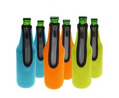 Orchidtent Bier Flaschenkühler, 6 Stück 17,6 Oz (500ml) Neopren Isoliert Reißverschluss Faltbar Bier Flaschen Kühler / Weinkühler / Getränkekühler (6Farben)