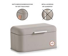 Zeller 27291 Brotkasten Soft Touch, Metall, taupe 30,5 x 18,5 x 15 cm