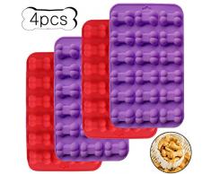 Silikon Backform - WENTS Silikonform hundeleckerli Knochenbackform für Hundekekse Hundeleckerlies Schokoladenform Pralinenform Antihaftend und Lebensmittelecht 4pcs