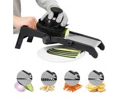 SILBERTHAL Gemüsehobel Mandoline - Verstellbare Edelstahl Klinge - Für Scheiben, Julienne und Geriffelt - Hobel für Gemüse, Obst - Kunststoff