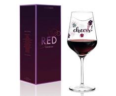 RITZENHOFF Red Rotweinglas von Lenka Kühnertová, aus Kristallglas, 580 ml, mit edlen Platinanteilen