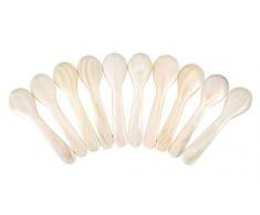 DUEBEL 10 Perlmuttlöffel, Eierlöffel, Kaviarlöffel, weißes Perlmutt von der Süßwassermuschel ca.7 cm