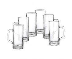 CRISTALICA Bierkrug 6er-Set Bierseidel Augsburg 500ml klassisches bayrisches Bierglas Okto