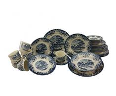 Creatable, 11764, Serie Windmills blau, Geschirrset, Kombiservice 30 teilig, Steingut