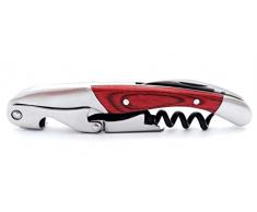 Plantvibes ® Professioneller Korkenzieher & Flaschenöffner, Sommelier & Laguiole Kellnermesser, Extralange Spirale mit Beschichtung, Doppelhebel Handling & Kapselheber (Rotes Holz)