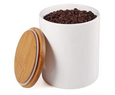77L Keramik Vorratsdose, 1570 ML (53.04 FL OZ) Keramik Vorratsdose mit Luftdichtem Verschluss Bambusdeckel Modernes Design Weißer Vorratsbehälter aus Keramik zum Servieren von Tee, Kaffee und mehr