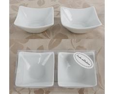 4er Set Porzellan Schalen, eckig - als Dip Schalen, für Kräuterbutter, Olivenschale etc.