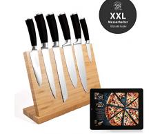 DOLCE MARE Messerblock magnetisch mit extra starken Magnet - XXL Messerbrett für Ihre Küchenmesser oder Besteck - Bambus Messerblock unbestückt ohne Messer - Design Messerleiste