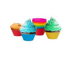 Relaxdays Muffinförmchen aus Silikon, 24 Backformen für Cupcakes, flexible Silikonformen, wiederverwendbar, bunt
