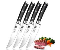 SHAN ZU Steakmesser Set, Steakmesser 4-teilig Rostfreier Edelstahl Sehr Scharfe Fleischmesser Steakbesteck für Heim und Restaurant Geschenkverpackung