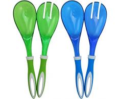 com-four® 4-teiliges Set Salatbesteck in blau und grün zum Servieren Ihrer köstlichen Salate (04-teilig - blau/grün)