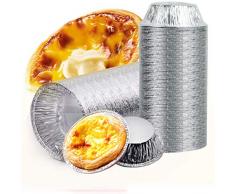 KENANLAN Eierkuchenformen Folienschalen Muffinhüllen 100 Stück Einweg-Eierkuchenbecher Alufolienbackkuchenformen Pfannen Mini-Eierkuchenbeutel Gebäckschale Aluminiumformbecher-Hüllen für Den