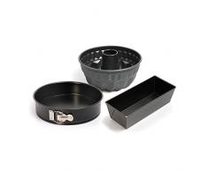 Kaiser Classic Backformen-Backset, 3-teilig, mit Springform (Flachboden), Bund-/ Gugelhupfform, Königskuchenform, antihaftbeschcihtet, Auslaufschutz, schwarz