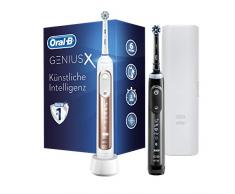 Oral-B Genius X 20900 Elektrische Zahnbürste, mit künstlicher Intelligenz, mit 2. Handstück, rosegold und schwarz
