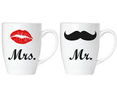 Brubaker Mr. & Mrs. Tassen Set aus Keramik - Grußkarte und Geschenkpackung