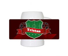 Fußball-Bierkrug mit Namen Tristan und schönem Fußball-Wappen - Fan-Bierkrug personalisiert - Deutschland-Krug - Bierhumpen