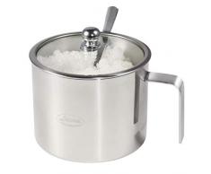Zuckerdose, Newness Edelstahl Zucker Schüssel mit Griff, transparent Deckel (für bessere Anerkennung) und Zucker Löffel für Haus und Küche, Zylinder Form, 520 ML (18.3 OZ)