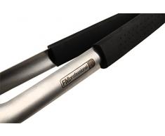 FMprofessional Automatikzange BBQ, Küchen- und Grillzange aus Edelstahl, Servierzange mit einfacher Arretierung (Farbe: Schwarz/Silber), Menge: 1 Stück