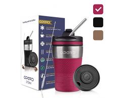 Opard Thermobecher - Travel Mug 210ml, Kaffeebecher to go, Isolierbecher mit Deckel, 100% Auslaufsicher, Trinkbecher aus Edelstahl, Thermo Becher, Autobecher, Kaffee to go (Red-Rot)