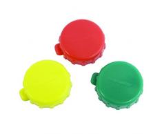 FACKELMANN Flaschenverschluss 10St, Kunststoff-Kronkorken zum Verschließen von Allen handelsüblichen Flaschen, spülmaschinengeeignet, rot, weiß, 2,3