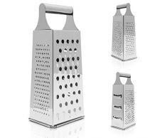 Vierkantreibe Edelstahl mit 4 Reibeflächen und Griff - Silbern ca. 22 x 9 x 7 cm - Universalreibe für Obst und Gemüse