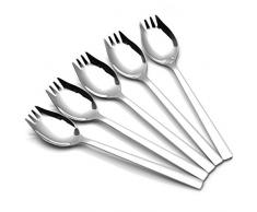 ZYVoyage Buffetgabel-Set, 5 Stück Edelstahl Göffel für Outdoor Reisen und Camping, Spork 2in1 Löffel und Gabel (Spork-S)