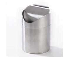 Tisch Abfallbehälter mit Schwingdeckel Edelstahl ø120x170mm