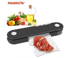 POWERAXIS Vakuumierer Lebensmittel, Automatisch Vakuumiergerät,Vakuumierer Folienschweißgerät für Trockene und Feuchte Lebensmittel für Sous Vide mit Eingebauter Cutter Inkl,Vakuumierbeutel