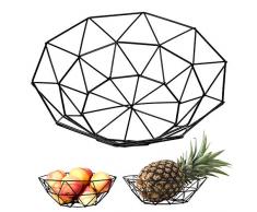 SANTOO Obstkorb Metall Obstschale Modern Skandinavische Deko Korb in schwarz matt 26x26x7,5cm mit großem Fassungsvolumen