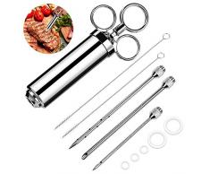 Vegena BBQ Bratenspritze 60ml mit 3 Nadeln, Marinierspritze Edelstahl Fleischspritze Marinadenspritze Gewürzspritze Küchenhelfer für Rind Fleisch Huhn Gebäck mit Marmelade FDA Zertifizierung