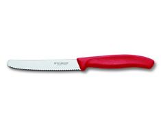 Victorinox Küchenmesser 6.7831 11cm Swiss Classic (Extra scharfer Wellenschliff, Ergonomischer Griff, Spülmaschinengeeignet) rot