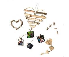 Clara Betula Birke Herz Fotoseil Fotoleine Bilderschnur | Äste Wäscheklammer Mini Holzklammer Veranda für Polaroids Erntedank