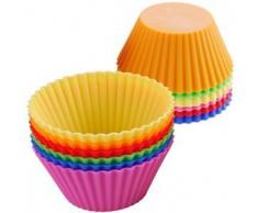 Kcopo Silikon Muffinform Backförmchen Wiederverwendbare Muffinförmchen Muffin Kuchen Tasse Backenform Cupcake Form 12 Stück Zufällige Farbe