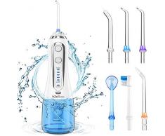 Munddusche Zahnreiniger Wasser Flosser, IPX7 Wasserdichte Munddusche Elektrische Kabellose, 5 Modi und 6 Düsen Oraler Irrigator für eine Gründliche Reinigung und Massage des Zahnfleisches