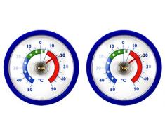Lantelme 2 Stück Kühlschrankthermometer Set Selbstklebend blau Gefrierschrankthermometer Analog Thermometer 7787