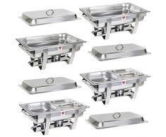 Beeketal 4er Chafing Dish Set BCD-4 Profi Gastro Speisewärmer Set aus Edelstahl - Lieferumfang: 4x Grundgestell, 4x Wasserbecken, 4x Deckel, 8x Brennpaste Behälter, 8x Gastronorm Behälter
