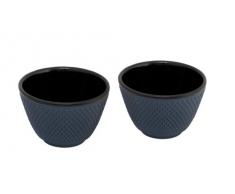 Bredemeijer asiatische Teebecher, Gusseisen, Dunkelblaue, Noppenstruktur 2er Set
