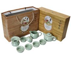 TKLLOVE Teeservice, 9-TLG Porzellanofen Teeservice Kung Fu Cup Emaille-Eröffnungsset Business Meeting Keramik Teeservice - Emaille Exquisite Geschenkbox