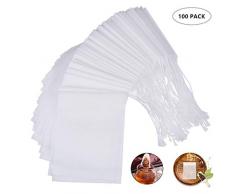 100 Stück Teebeutel Feine Teefilter Einweg Teabag mit Kordelzug für lose Blatt Tee, 2,75 x 3,54 Zoll