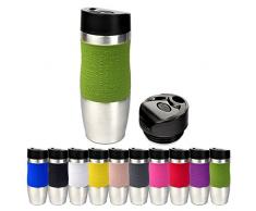 Schramm® Thermobecher in 10 Farben inkl. Ersatzdeckel Isolierbecher ca. 400ml Thermoisolierbecher Kaffeebecher Travel Mug Reisebecher BPA-frei Coffee to go Becher, Farbe:Grün